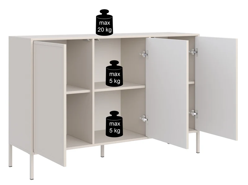 Velveto dreitürige Kommode 150 cm schwarz