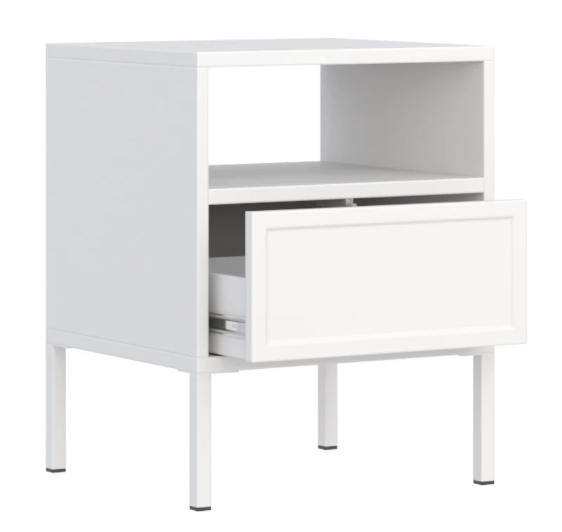 Nachttisch Velveto mit Schublade und Fach, 45 cm, weiß