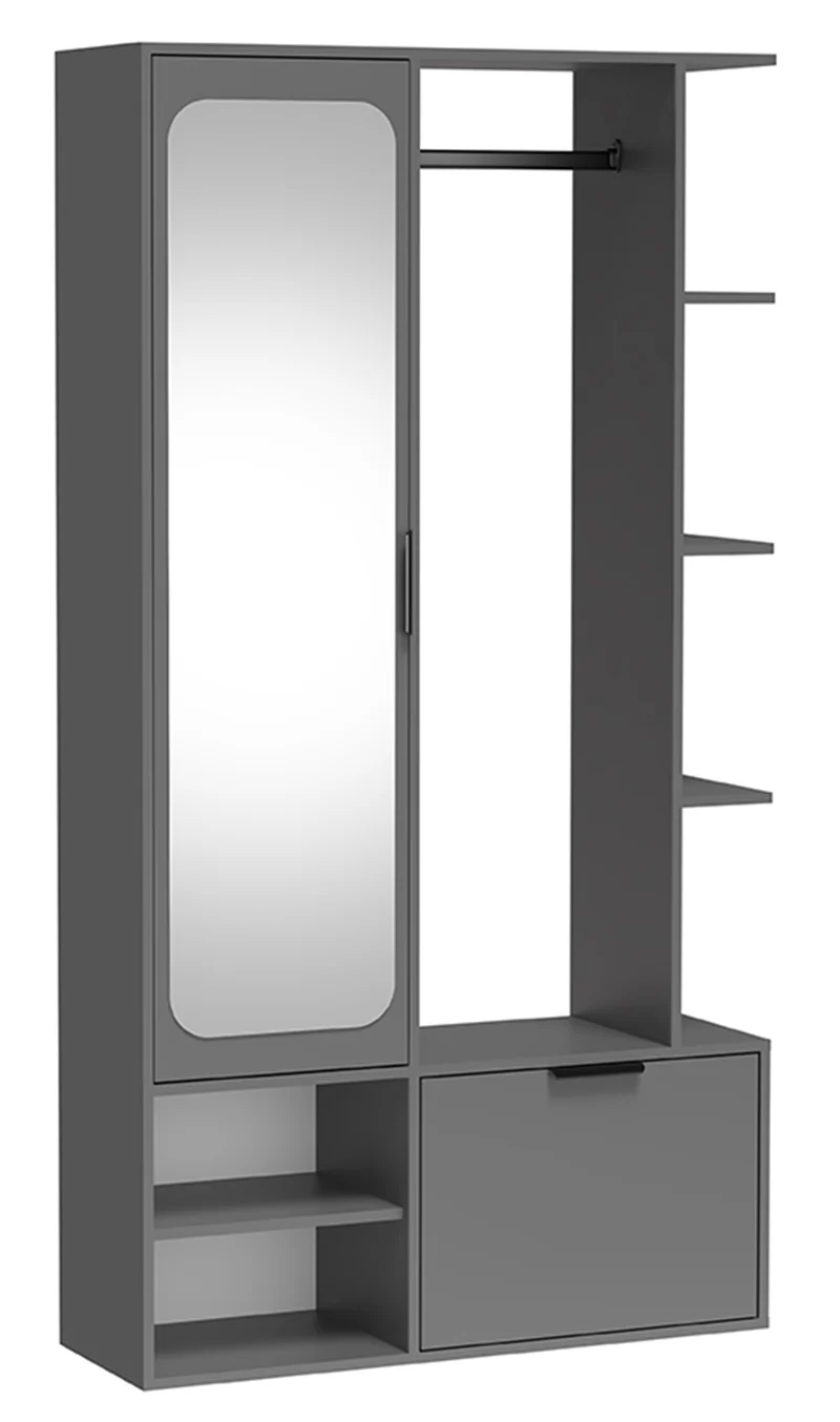 Flur-Set Nala mit Spiegel und 100 cm Kleiderstange, diamantgrau