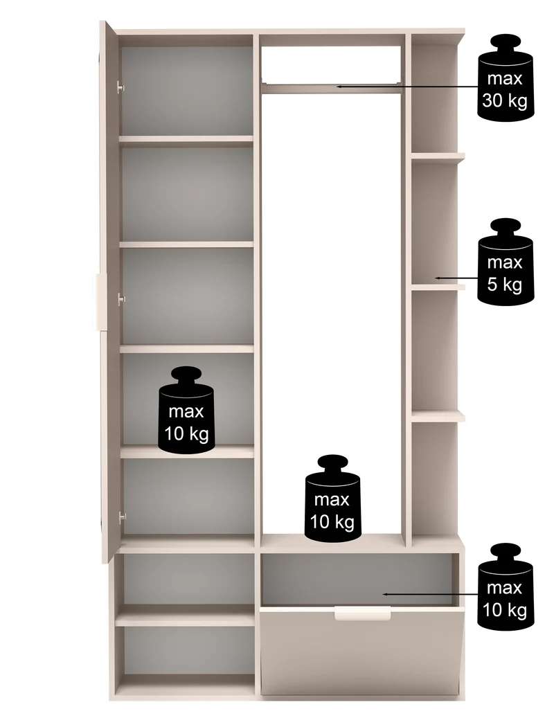 Flur-Set Nala mit Spiegel und 100 cm langer Stange in Kaschmir