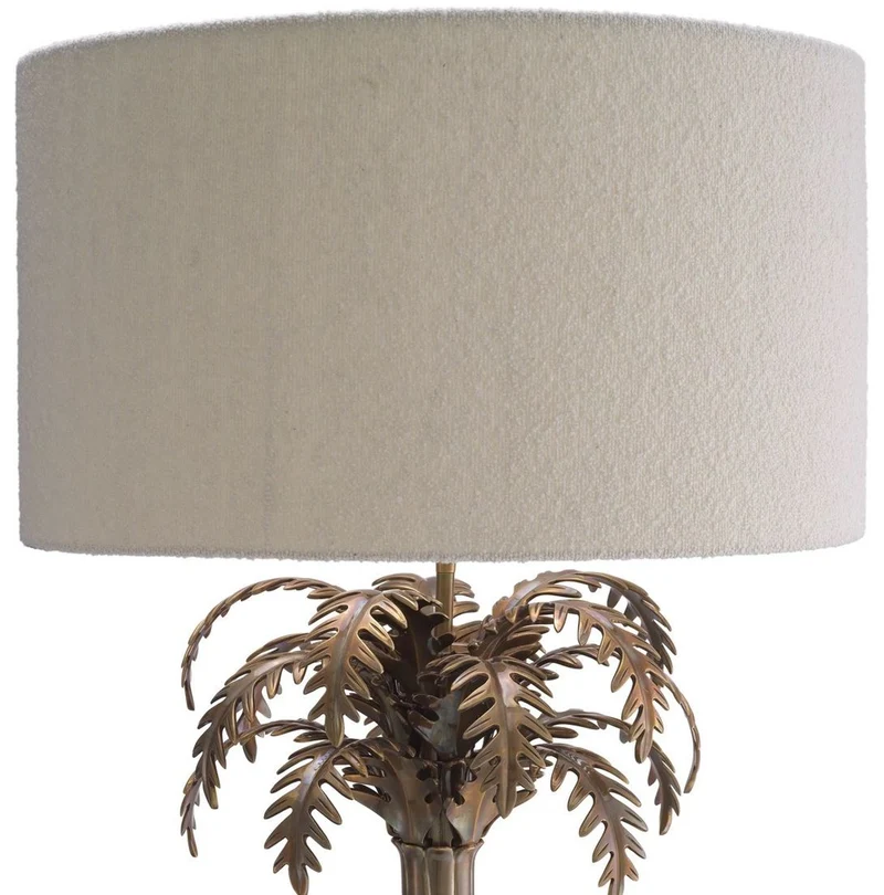 Casa Padrino Luxus Tischleuchte Vintage Messing / Creme Ø 56 x H. 106 cm - Schreibtischleuchte im Palmen Design - Luxus Tischleuchten
