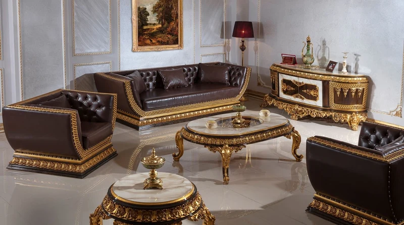 Casa Padrino Luxus Barock TV Schrank Weiß / Dunkelbraun / Gold - Prunkvolles Massivholz Sideboard mit Marmoroptik - Barock Wohnzimmer Möbel - Edel & Prunkvoll
