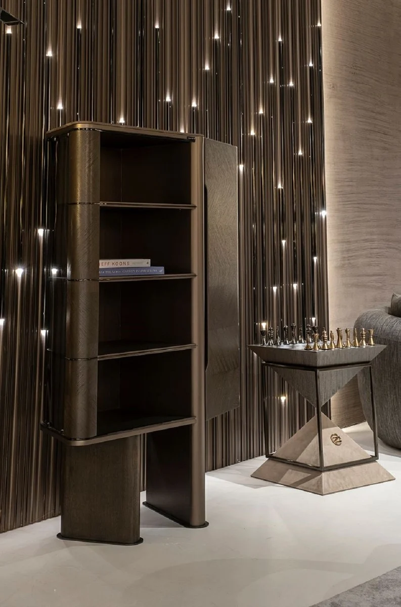 Casa Padrino Luxus Vitrine Dunkelbraun / Bronze 105,95 x 48,15 x H. 170 cm - Vitrinenschrank mit Tür - Hotel Möbel - Luxus Möbel - Luxus Kollektion