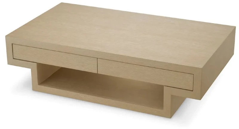 Casa Padrino Luxus Couchtisch mit 4 Schubladen Beige 140 cm
