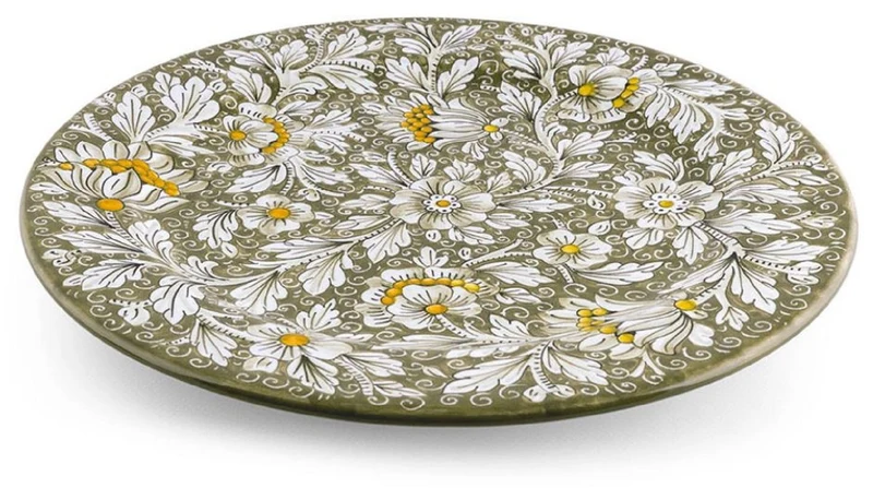 Casa Padrino Luxus Keramik Teller 6er Set Olivgrün Ø 32 cm - Made in Italy