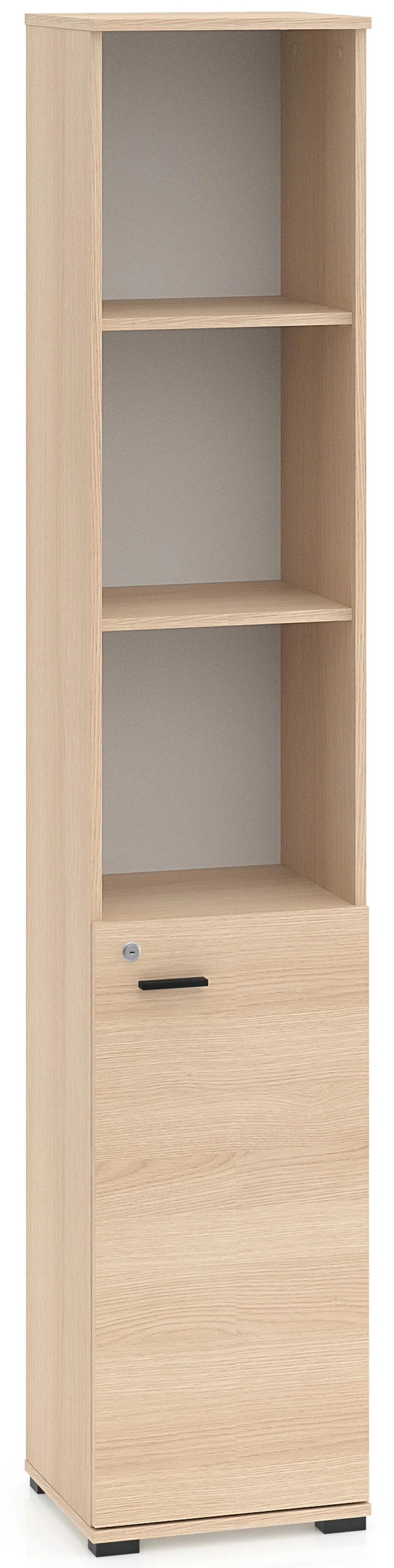 Einzeltür-Regal Odelis mit drei offenen Regalböden, 39 cm, Lindberg-Eiche