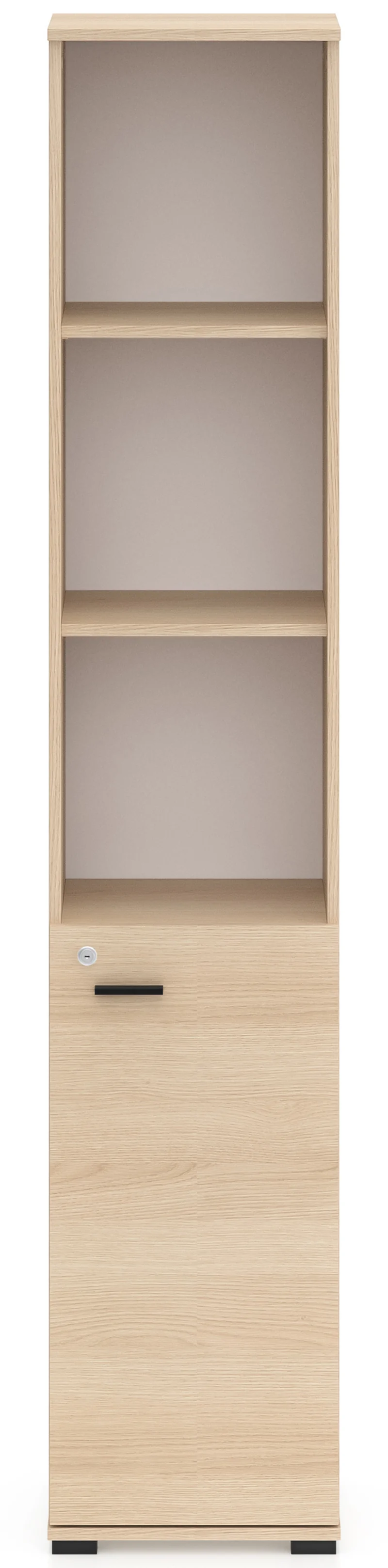 Einzeltür-Regal Odelis mit drei offenen Regalböden, 39 cm, Lindberg-Eiche