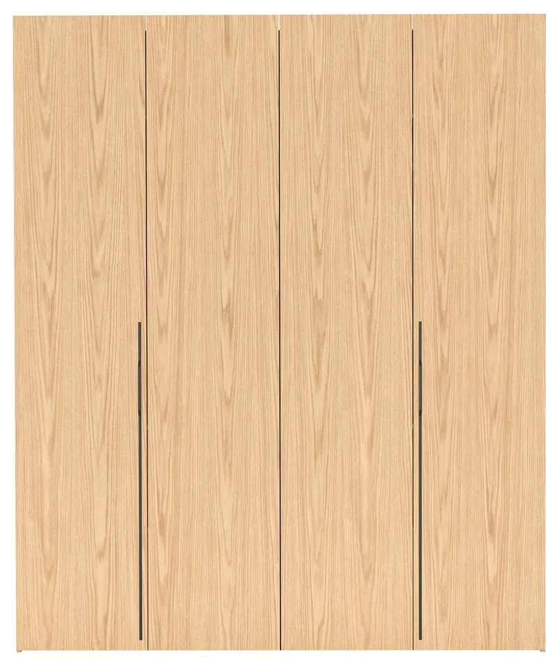 Zweiturige Bari-Garderobe mit drei Schubladen, 200 cm, Eiche Bookmatch