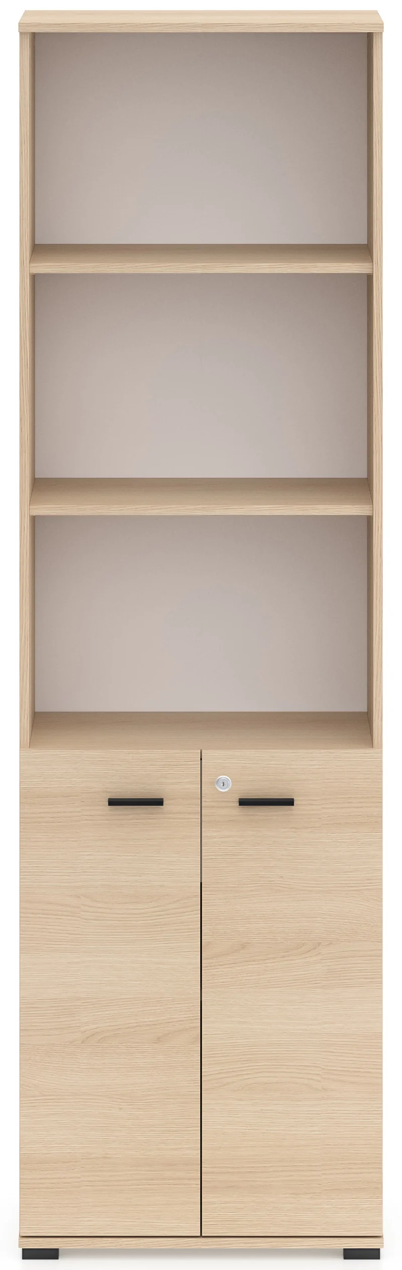 Zweituriges Regal Odelis mit drei offenen Regalböden, 60 cm, Lindberg-Eiche