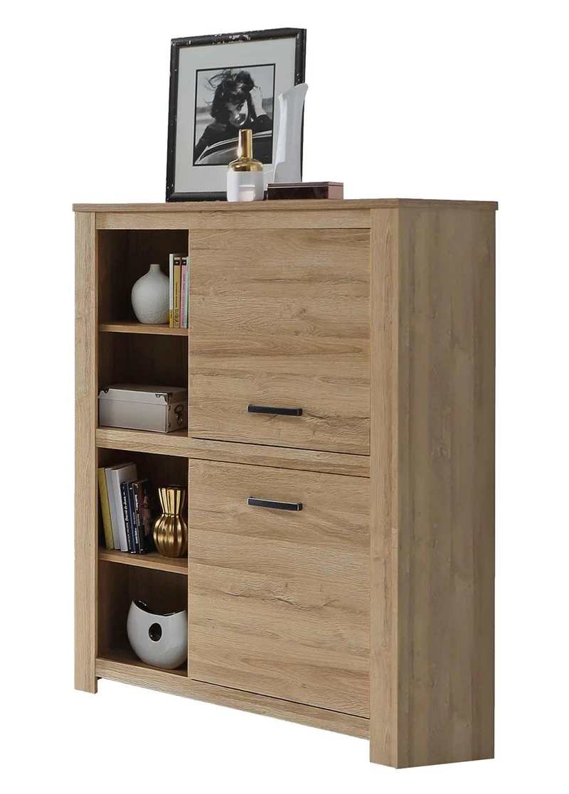 Highboard HAVANNA Optik: Alteiche mit offenen Fächern und 2 Türen