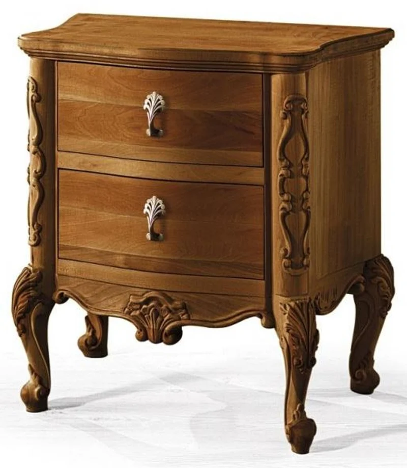 Casa Padrino Luxus Barock Nachtkommode mit 2 Schubladen Braun - Handgefertigter Barock Nachttisch - Barock Schlafzimmer Möbel - Luxus Möbel in Barockstil - Luxus Qualität - Made in Italy