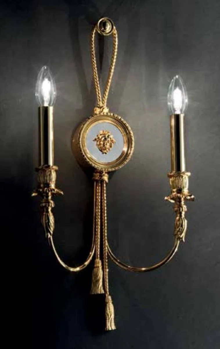 Casa Padrino Luxus Barock Doppel Wandleuchte Gold 30 x 12 x H. 55 cm - Prunkvolle Wandlampe im Barockstil - Barock Leuchten - Luxus Qualität - Made in Italy