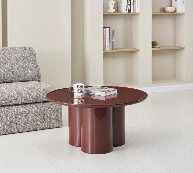 Runder Couchtisch Roulness 80 cm bordeaux Hochglanz