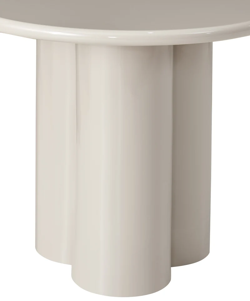 Runder Couchtisch Loccoli 60 cm, hellbeige, Hochglanz