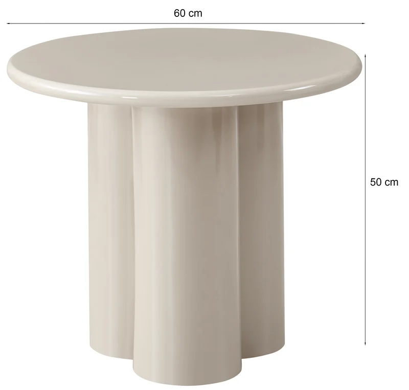 Runder Couchtisch Loccoli 60 cm, bordeauxrot, hochglänzend