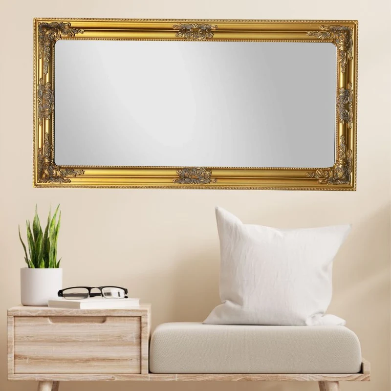 Eleganter Barock Spiegel BESSA 120x60cm gold-antik Holzrahmen