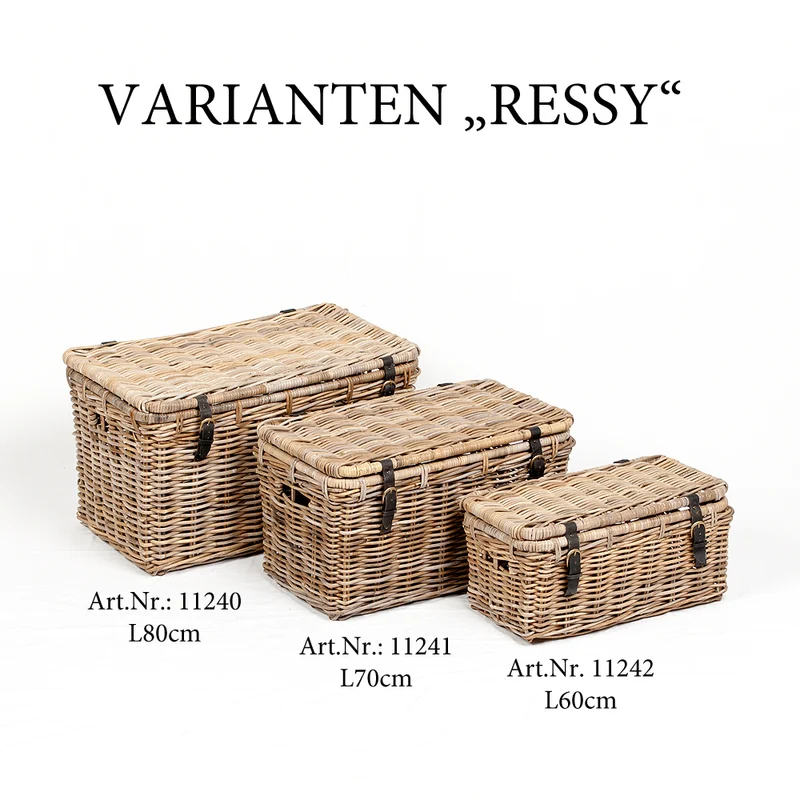 Rattan Truhe RESSY Grey ca. L80cm Couchtisch