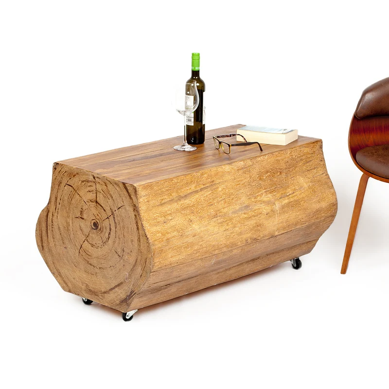Individueller Couchtisch HOG 90cm Natural Teak Baumstamm