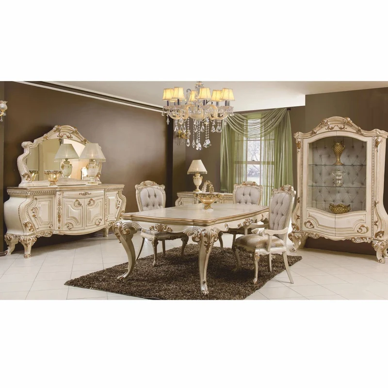 Casa Padrino Luxus Barock Sideboard mit Spiegel Creme / Gold - Barockstil Möbel