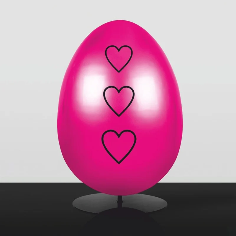Casa Padrino XXL Deko Osterei mit Ständer Pink / Schwarz H. 75 cm - Oster Dekoaration