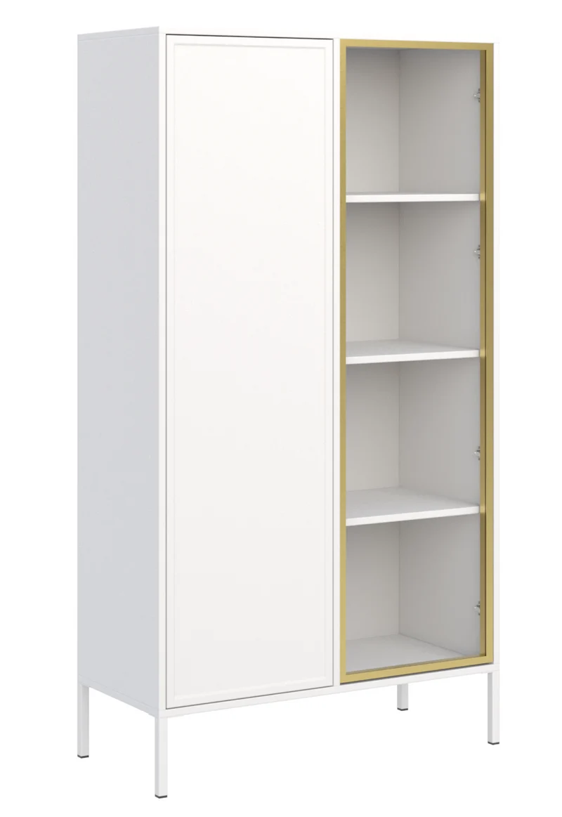 Zweiflügeliger Velveto-Schrank mit Glasfront, 90 cm, weiß