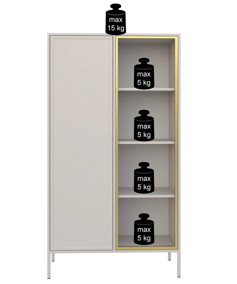 Zweiflügeliger Velveto-Schrank mit Glasfront, 90 cm, weiß