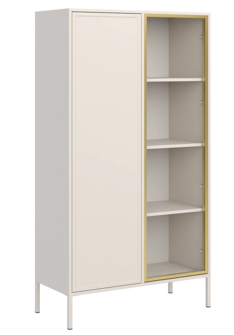 Zweiflügeliger Velveto-Schrank mit 90 cm Glasfront in Kaschmir