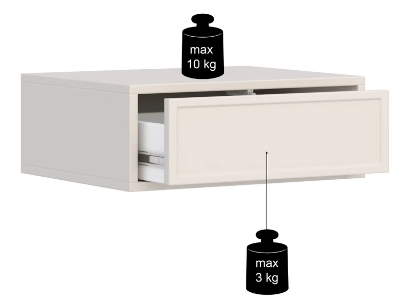 Hängender Nachttisch Velveto mit Schublade 50 cm schwarz