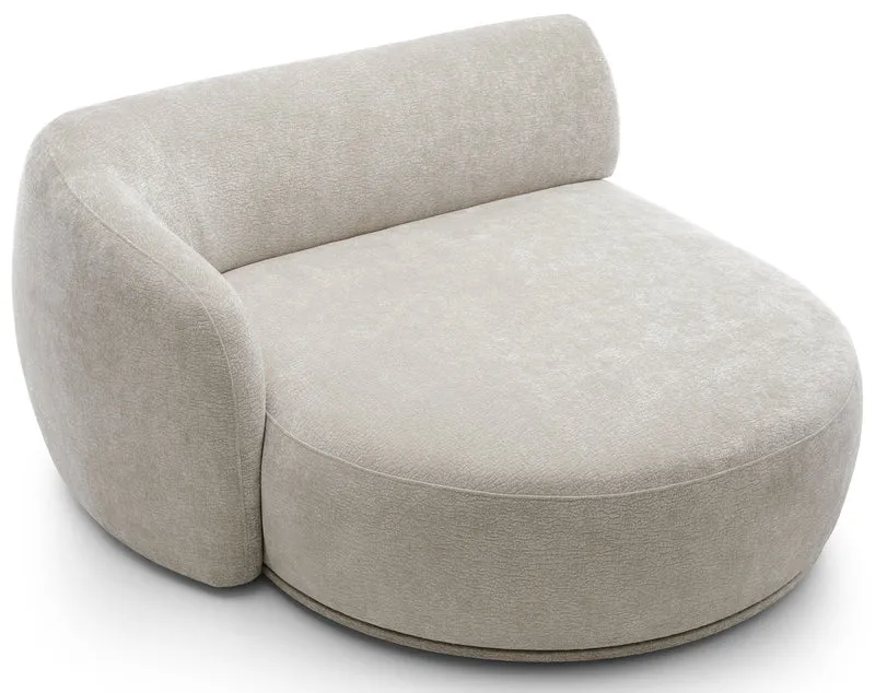 Modulare Eckcouch Bommo in L-Form mit Hocker, linksseitig, grau-beige Chenille