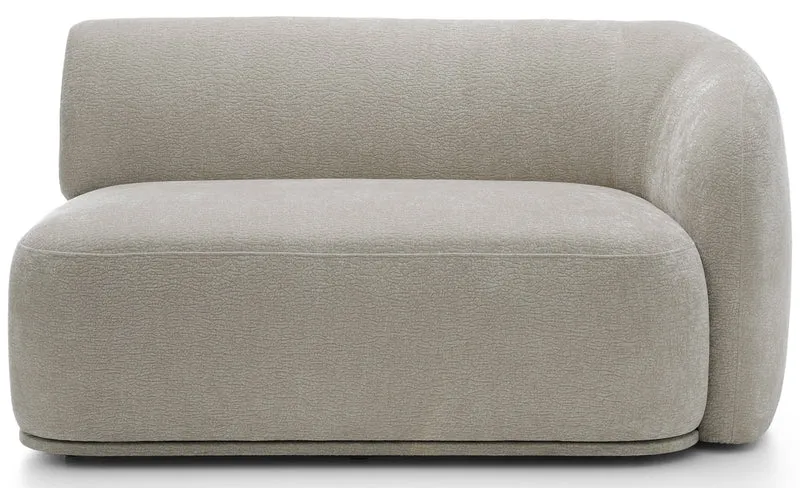 Modulare Eckcouch Bommo in L-Form mit Hocker, linksseitig, grau-beige Chenille