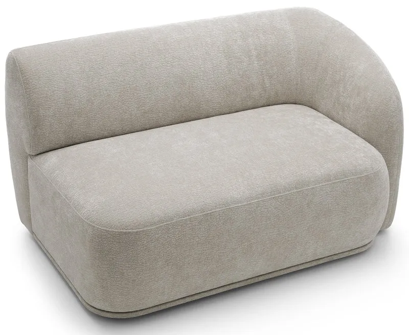 Modulare Eckcouch Bommo in L-Form mit Hocker, linksseitig, grau-beige Chenille