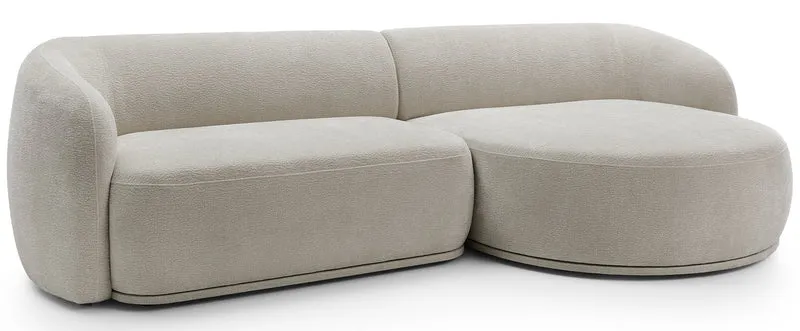 Modulares Ecksofa Bommo, L-förmig, rechtsseitig, grau-beige Chenille