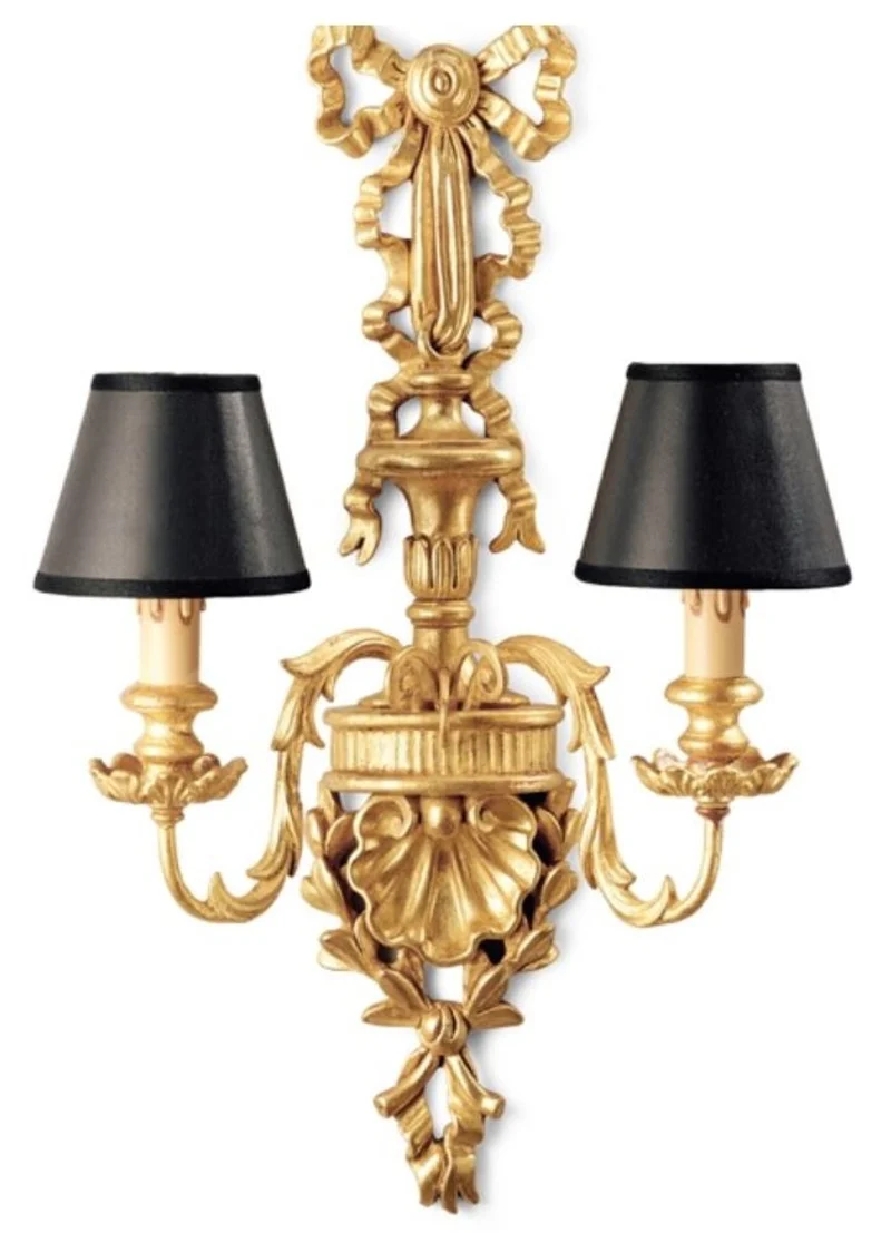 Casa Padrino Luxus Barock Doppel Wandleuchte Gold / Schwarz 35 x 18 x H. 62 cm - Prunkvolle Wandlampe im Barockstil - Barock Leuchten - Luxus Qualität - Made in Italy