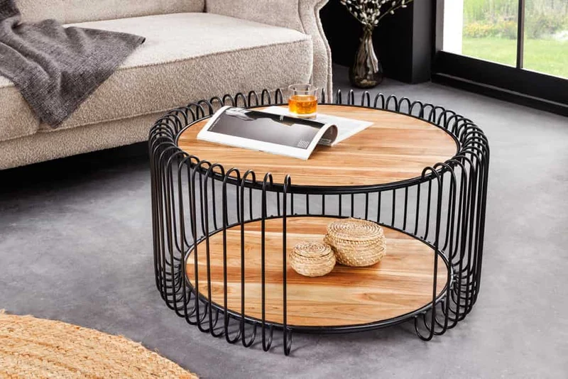 Moderner Massivholz Couchtisch PRAWDA 70cm Akazie natur