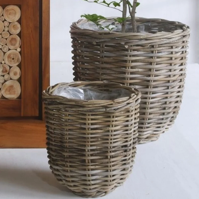 Natur Rattan Pflanzkorb BORKUM Kubu Grey ca.30cm Pflanztopf