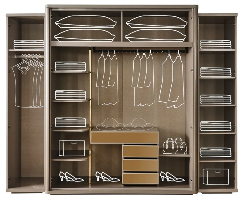 Casa Padrino Luxus Art Deco Schlafzimmerschrank Grau / Gold 280 x 60 x H. 229 cm - Verspiegelter Kleiderschrank mit 4 Türen - Schlafzimmer Möbel - Art Deco Möbel - Luxus Möbel - Luxus Einrichtung