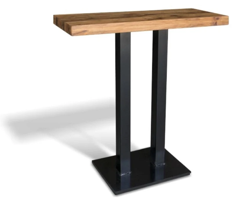Casa Padrino Luxus Bartisch Naturfarben / Schwarz - Verschiedene Größen - Stehtisch mit Massivholz Tischplatte und Stahl Beinen - Bar Möbel - Bistro Möbel - Gastronomie Möbel - Luxus Möbel