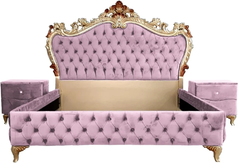 Casa Padrino Barock Schlafzimmer Set - Verschiedene Farben - 1 Doppelbett mit Kopfteil & 2 Nachtkommoden - Schlafzimmer Möbel im Barockstil - Edel & Prunkvoll