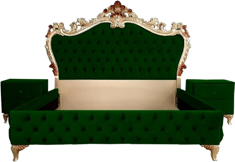 Casa Padrino Barock Schlafzimmer Set - Verschiedene Farben - 1 Doppelbett mit Kopfteil & 2 Nachtkommoden - Schlafzimmer Möbel im Barockstil - Edel & Prunkvoll