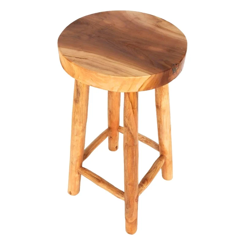 Teak Barhocker BARRA H75cm Natural Massivholz Handarbeit