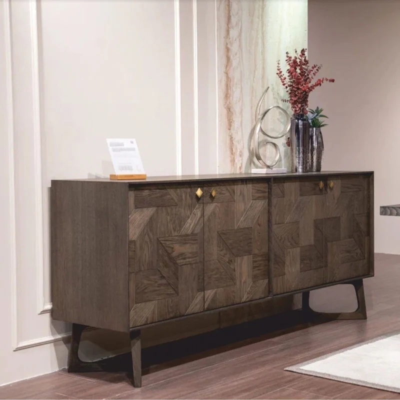 Casa Padrino Luxus Sideboard mit 4 Türen Braun / Messing 210 cm - Luxus Möbel
