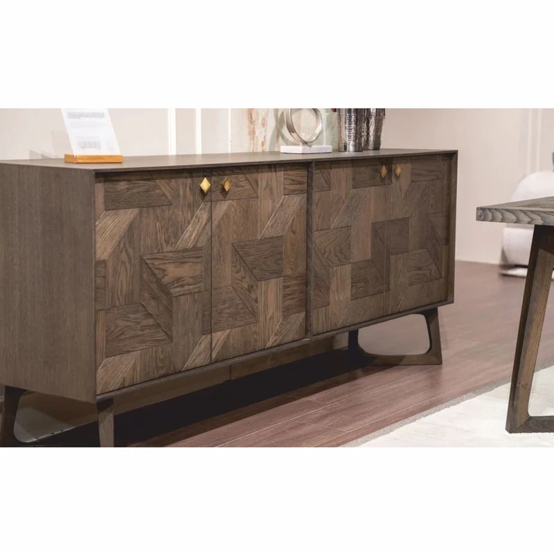 Casa Padrino Luxus Sideboard mit 4 Türen Braun / Messing 210 cm - Luxus Möbel
