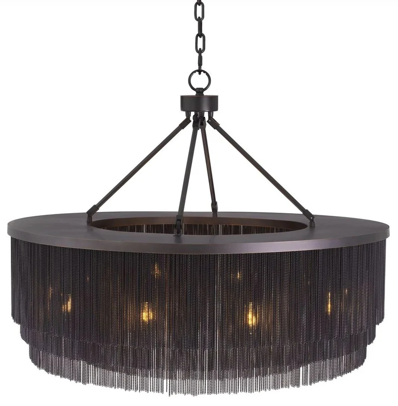 Casa Padrino Luxus Stahl Kronleuchter Bronzefarben Ø 90 x H. 61 cm - Runder Hotel & Restaurant Kronleuchter - Luxus Qualität