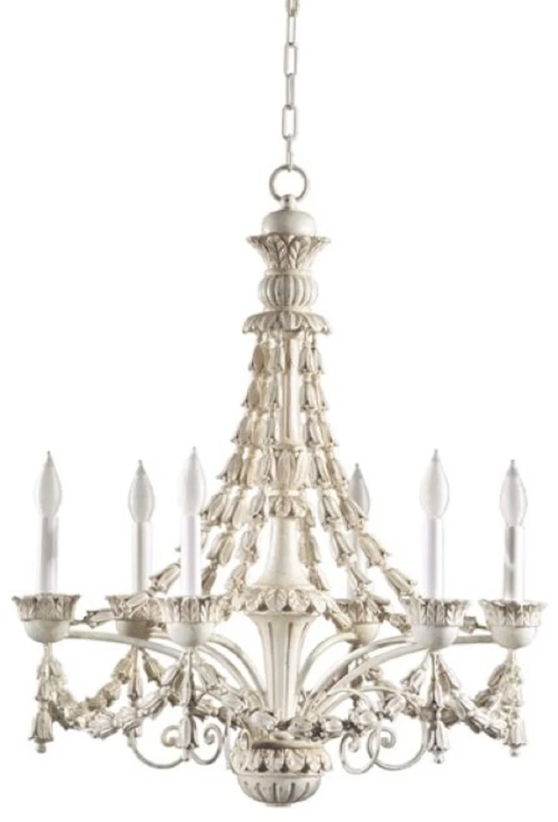 Casa Padrino Luxus Barock Kronleuchter Weiß / Beige Ø 63 x H. 82 cm