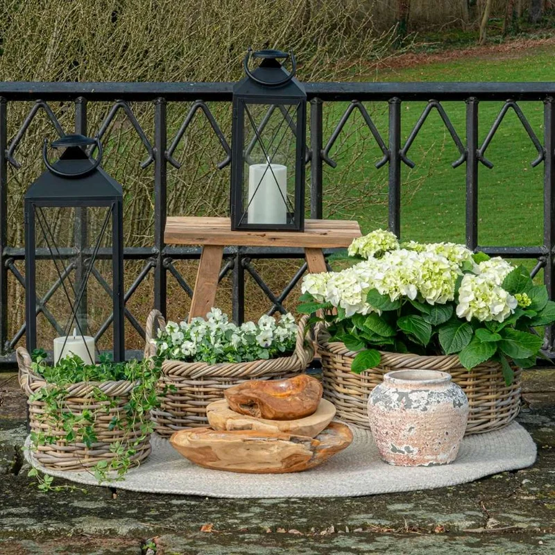 Natur Rattankorb NORDERNEY Kubu Grey ca.50cm Pflanzkorb Griffe