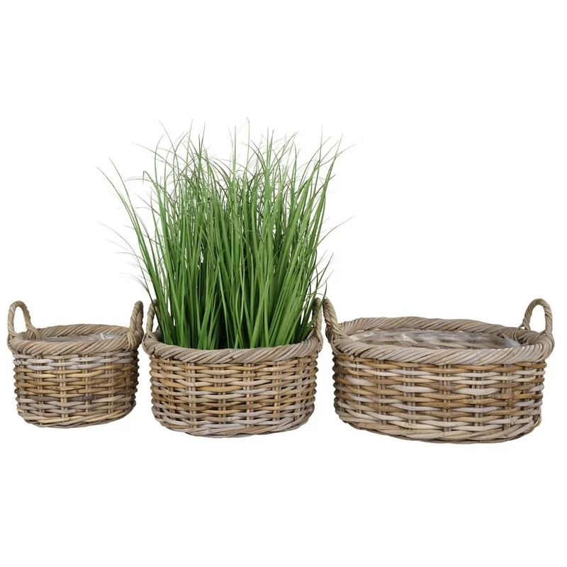 Natur Rattankorb NORDERNEY Kubu Grey ca.70cm Pflanzkorb Griffe