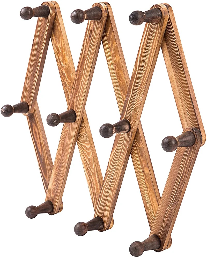 Erweiterbarer Accordian Peg Kleiderständer aus Holz