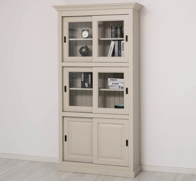 Geschirrschrank aus Massivholz | Küchenschrank | Vitrine | mit 6 Schiebetüren