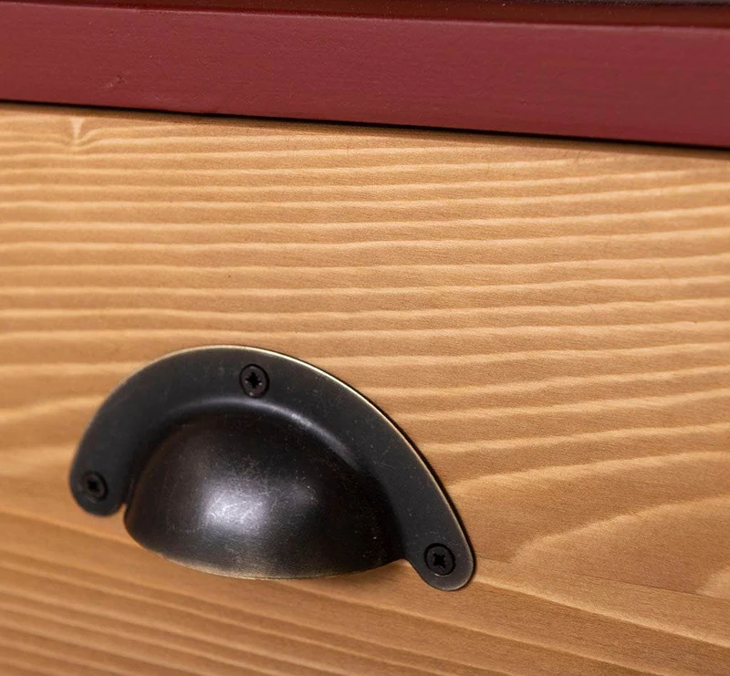 Geschirrschrank mit 4 Schiebetüren und 6 Schubladen | Vitrine aus Massivholz