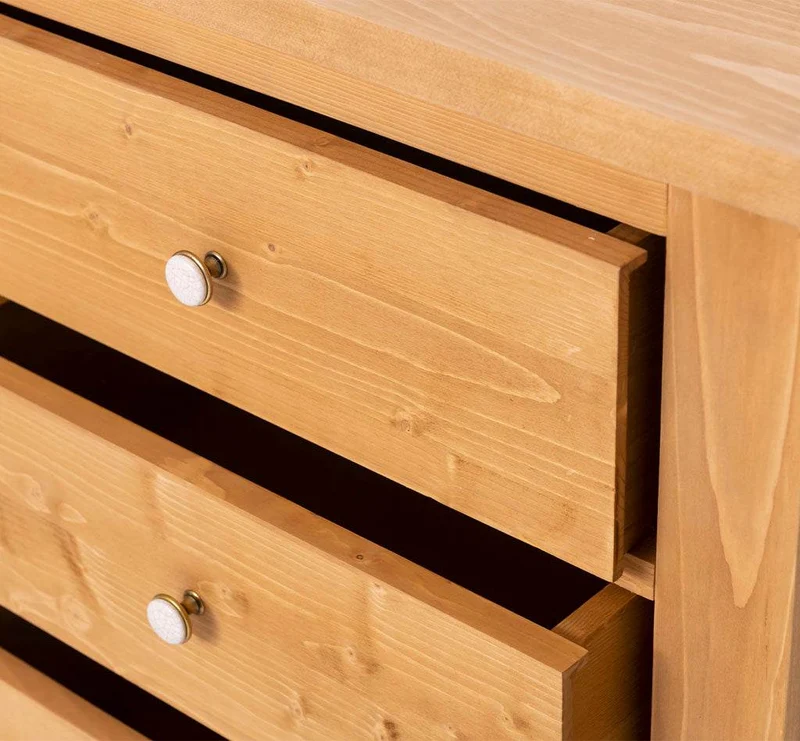 Küchenmodul aus Massivholz mit 4 Schubladen